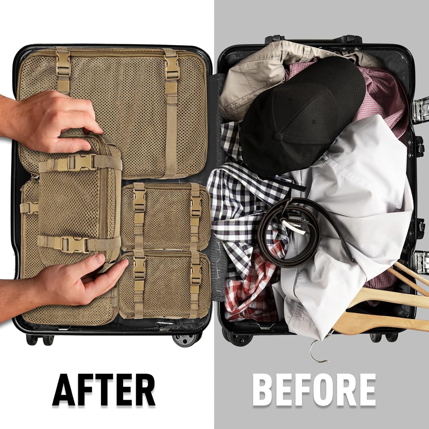 4 Set Tactical Packing Cubes ,Compressible Mesh Duffle Storage Bag,Portable Edc Molle Pouch Organizer. - Image 6