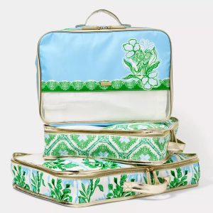 Lilly Pulitzer Packing Cubes Set of 3, Small, Medium & Large Suitcase Organizers, Travel Must Haves for Luggage (Swayin in the Breeze)