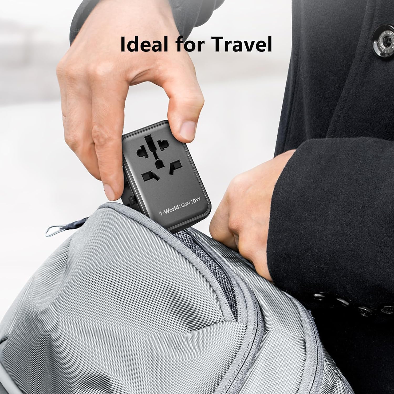 MOMAX 6-in-1 Universal Travel Adapter, GaN 70W International Power Adapter, 3 USB-C PD Fast Charging & 2 USB-A QC, 1 AC, All-in-one International Plug Adapter for Travel European UK AUS JP - Image 9