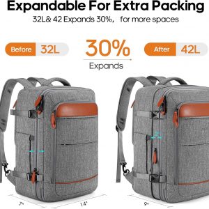 Bagsure Travel Backpack Carry On Backpack 42L Flight Approved, Expandable Laptop Backpack with Packing Cubes & Shoe Pocket, Water Resistant Luggage Backpack for Men Women, TSA Approved, Large Backpack