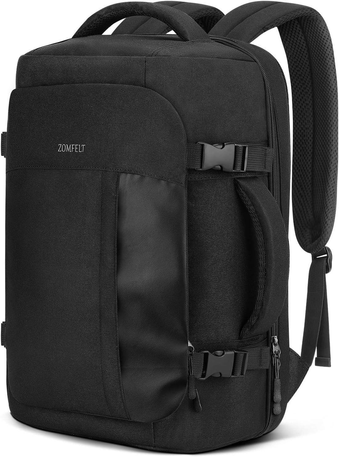 ZOMFELT Travel Backpack for Men Women, TSA Friendly Flight Approved Carry on Backpack, 15.6 Inch Laptop Backpack Water Resistant, Personal Item Travel Bag for Business Work College Computer Bag, Black