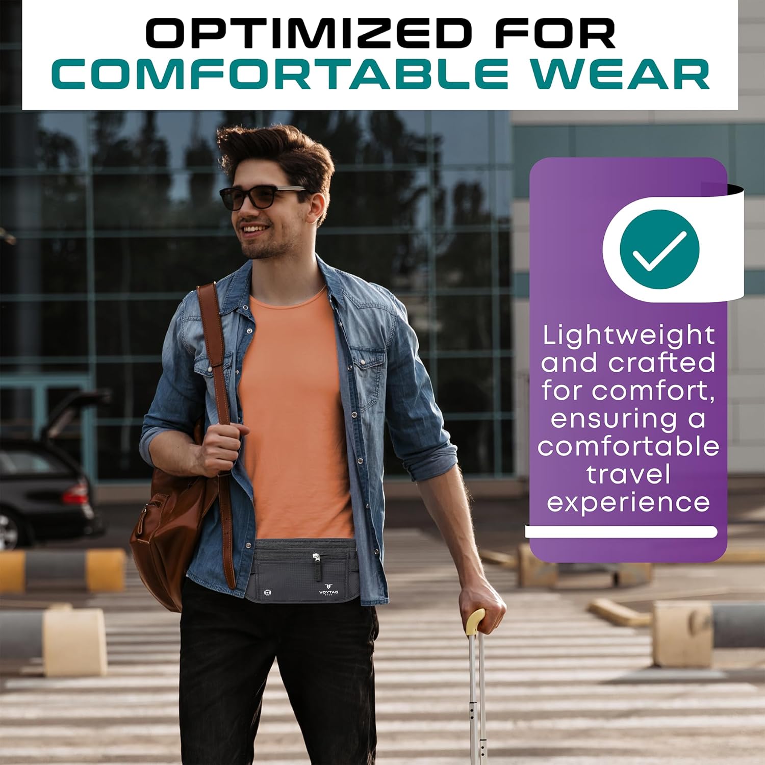 Travel Money Belt & Passport Holder - RFID Blocking Slim Travel Wallet & Fanny Pack for Men and Women - Essential Travel Pouch for Cash, Credit Cards, and Documents - Image 3