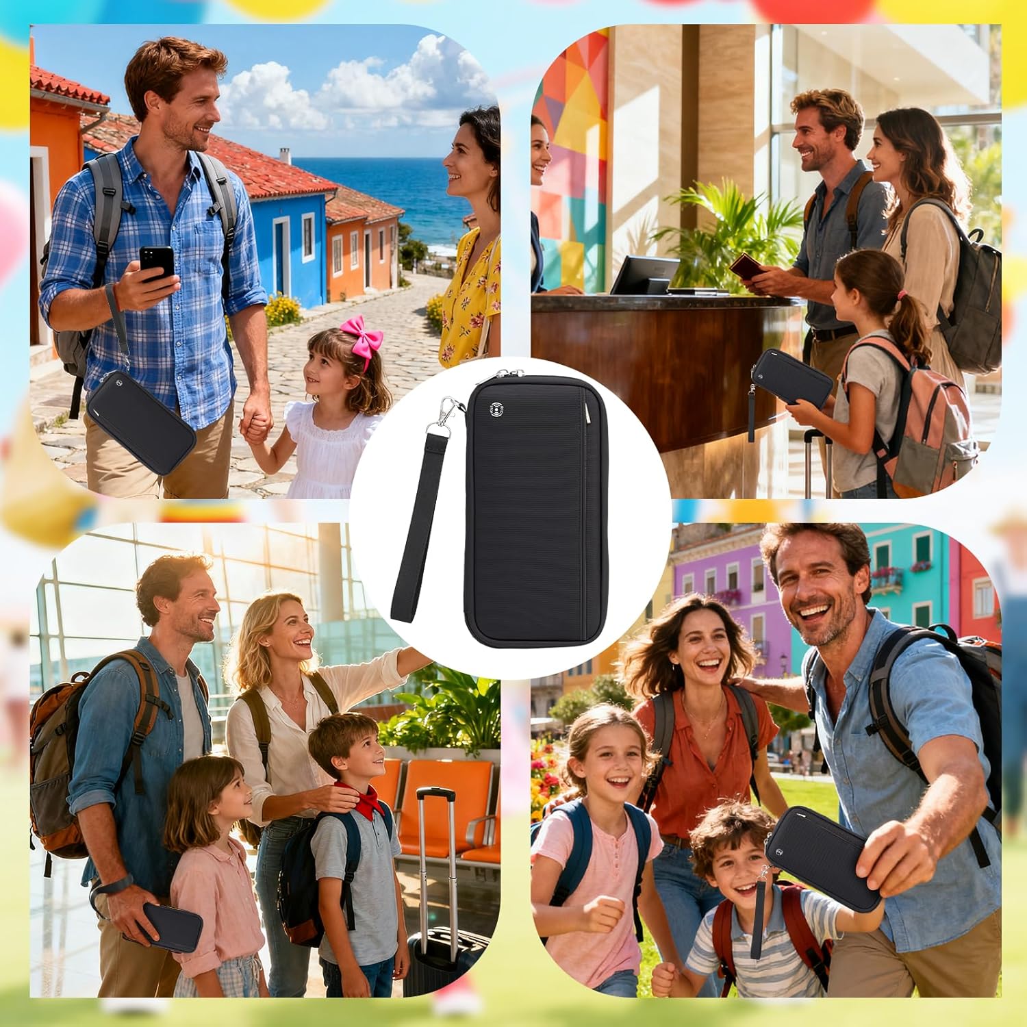 WALNEW Passport Holder Travel Family for 10, RFID-Blocking Wallet and Document Organizer Passports with Zipper, for Cards, Boarding Passes, Money, Tickets, Travel Essentials, Black - Image 7