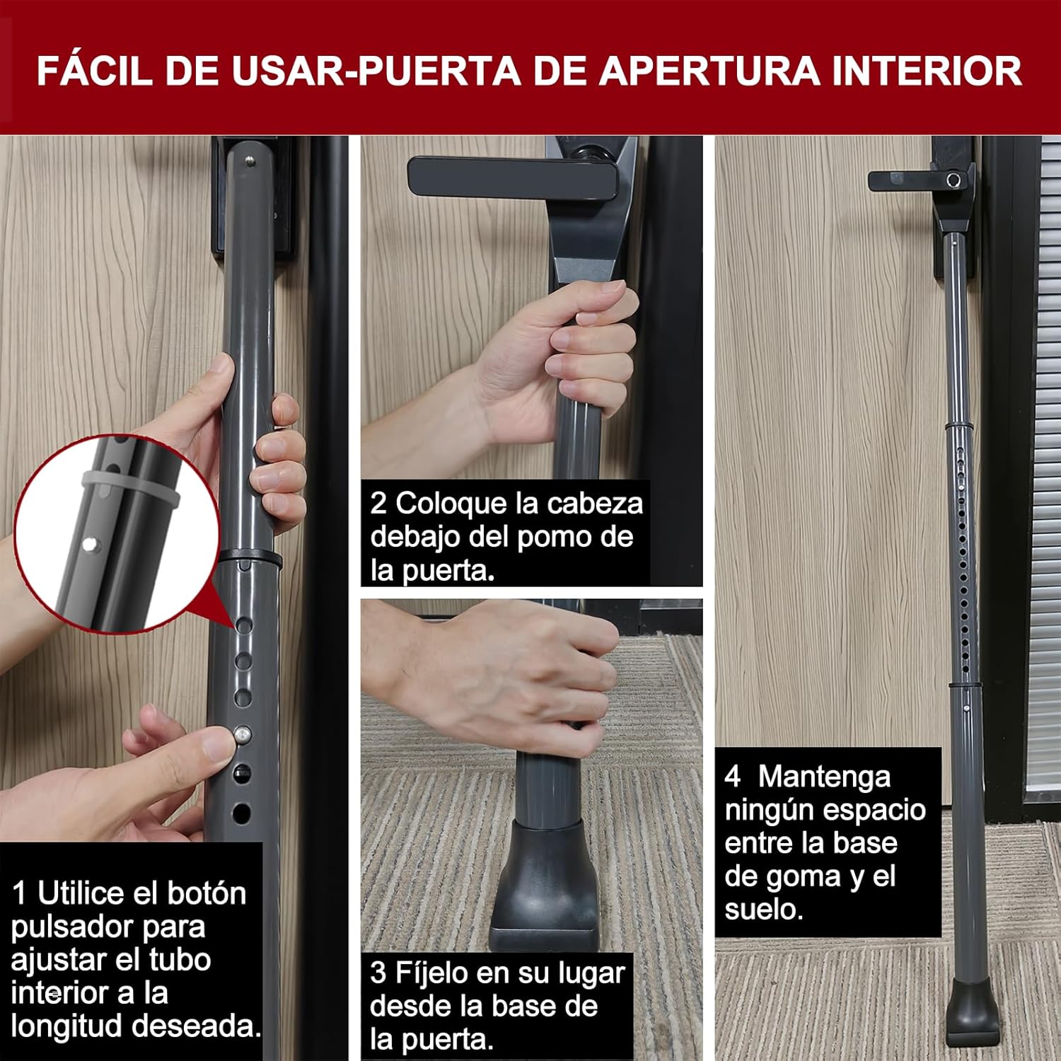 AceMining Upgraded Door Security Bar & Sliding Patio Bar, Heavy Duty Stoppers Adjustable Jammer for Home, Apartment, Travel (1 Pack,Grey) - Image 8