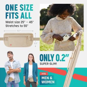 Alpha Keeper Hidden Travel Money Belt – RFID Blocking Waist Wallet & Passport Holder for Women and Men, Anti-Theft Slim Security Pouch