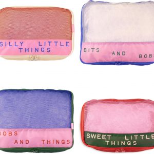 ban.do Getaway Polyester and Mesh Packing Cube Set, Includes 4 Foldable Luggage Organizers in Various Sizes, Bits and Bobs