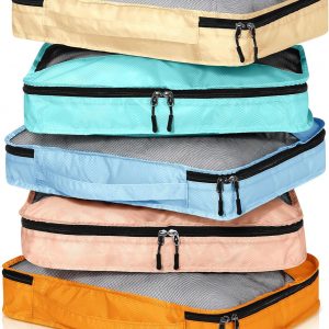 5 Pcs Packing Cubes for Suitcase Large Travel Cubes Carry on Luggage Organizer Bags for Clothes Accessories (L,Pastel)