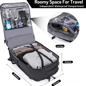 MOZETO Travel Backpack for Men 40L TSA Approved Carry On Backpack with USB Charging Port Durable Water-resistant Convertible Duffle Luggage Bag Large Weekender Bag Daypack Fits 17.3 Inch Laptop