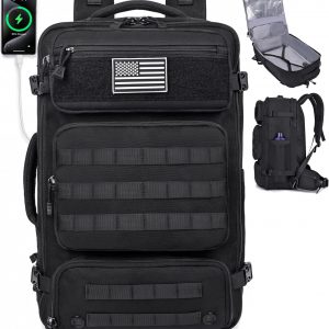 MOZETO Travel Backpack for Men 40L TSA Approved Carry On Backpack with USB Charging Port Durable Water-resistant Convertible Duffle Luggage Bag Large Weekender Bag Daypack Fits 17.3 Inch Laptop