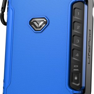 VAULTEK LifePod X Micro Weatherproof Electronic Lockbox Secure Travel Case Rugged Mini Portable Case with Backlit Keypad (Spark Blue)