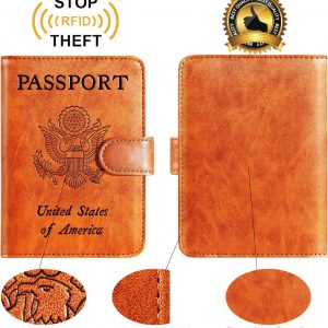Passport Holder Cover Wallet RFID Blocking Leather Card Case Travel Accessories for Women Men (Claybank)
