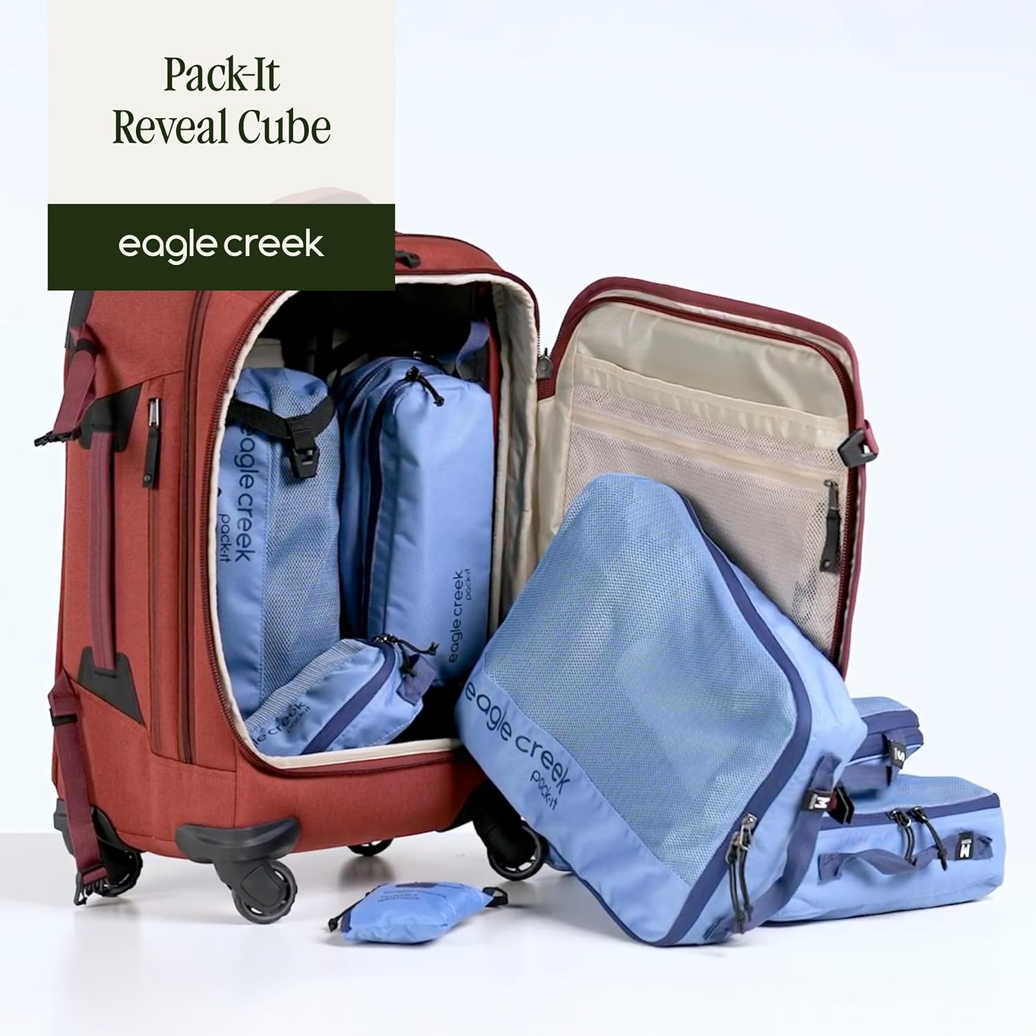 Eagle Creek Pack-It Reveal Cube - Lightweight Packing Cubes for Optimizing Luggage Space - Easy to Carry - Mesh Fabric - Water-Resistant - Easy Grab Zipper - Small - Blue Dawn - Image 8