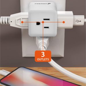 Fosmon 3 Outlet Wall Adapter Cube Tap, 9 Pack, 90 Degree Wall Tap Triple Power Adapter, Outlet Splitter 3 Prong, Multi Plug Outlet, 3 Way Plug Adapter, Outlet Extender for Home or Travel, ETL Listed