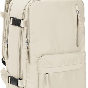 VGCUB Large Travel Work Business Backpack Carry on flight Approved 17 Inch Laptop Backpack for Women Men with Laptop Compartment Mochila de Viaje,Beige | Travel, Work, Business, 17 Inch