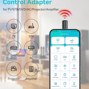 Universal Remote Control Adapter for Smartphone All in One Remote Control for TV/AC/DVD Compatible with Samsung, Sony, Panasonic, Sharp, LG and More. (Black, Type-C for iOS & Android)