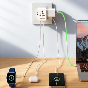 70W Universal Travel Plug Adapter,7-Port PD&QC Fast Charging Power Adapter(2AC&2USB-A&3USB-C),Worldwide Outlet Wall Charger for USA/EU/UK/AUS Over 200 Countries-Type C/A/G/I