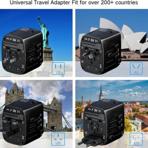 International Travel Adapter Voltage Converter to Step Down 230V to 120V for Hair straighteners, laptops, Cell Phones, Power converters from USA to UK, Europe, Australia Over 200