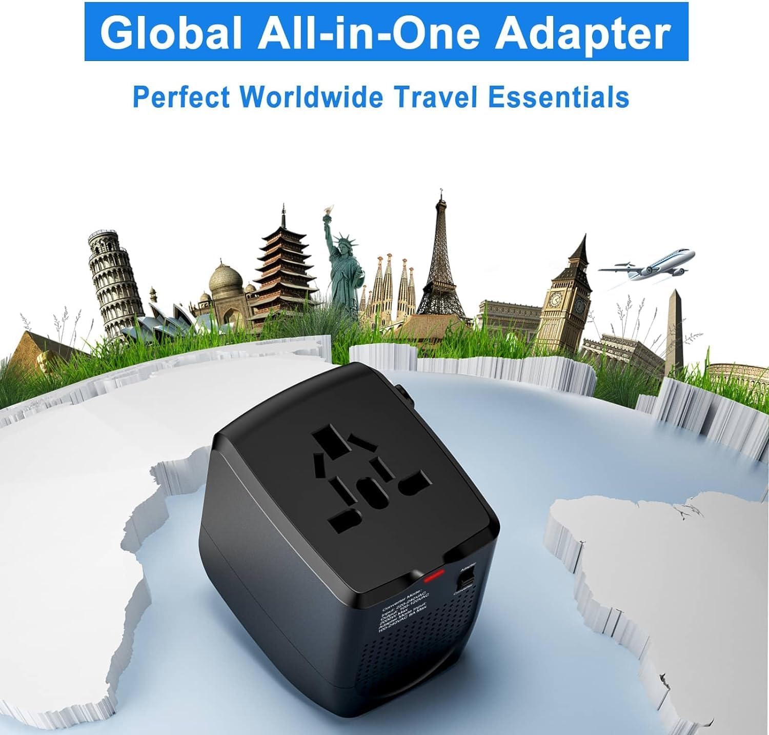 International Travel Adapter Voltage Converter to Step Down 230V to 120V for Hair straighteners, laptops, Cell Phones, Power converters from USA to UK, Europe, Australia Over 200 - Image 7