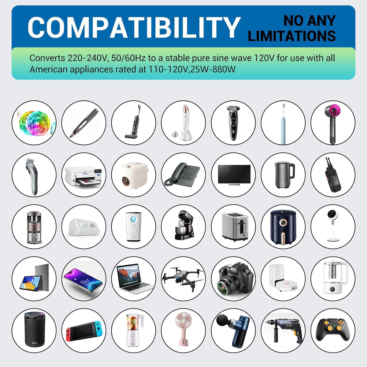 SARQW Travel Converter Adapter Voltage Converter That Steps Down 220 Volts to 110 Volts for use in Over 200 Countries - Image 6