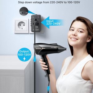 220V to 110V Travel Voltage Converter, VINTAR 2000W International Universal Voltage Converter US to Europe Adapter with 4 USB Ports (2 USB C), Step Down Power Converter Adapter Combo for EU UK US AUS