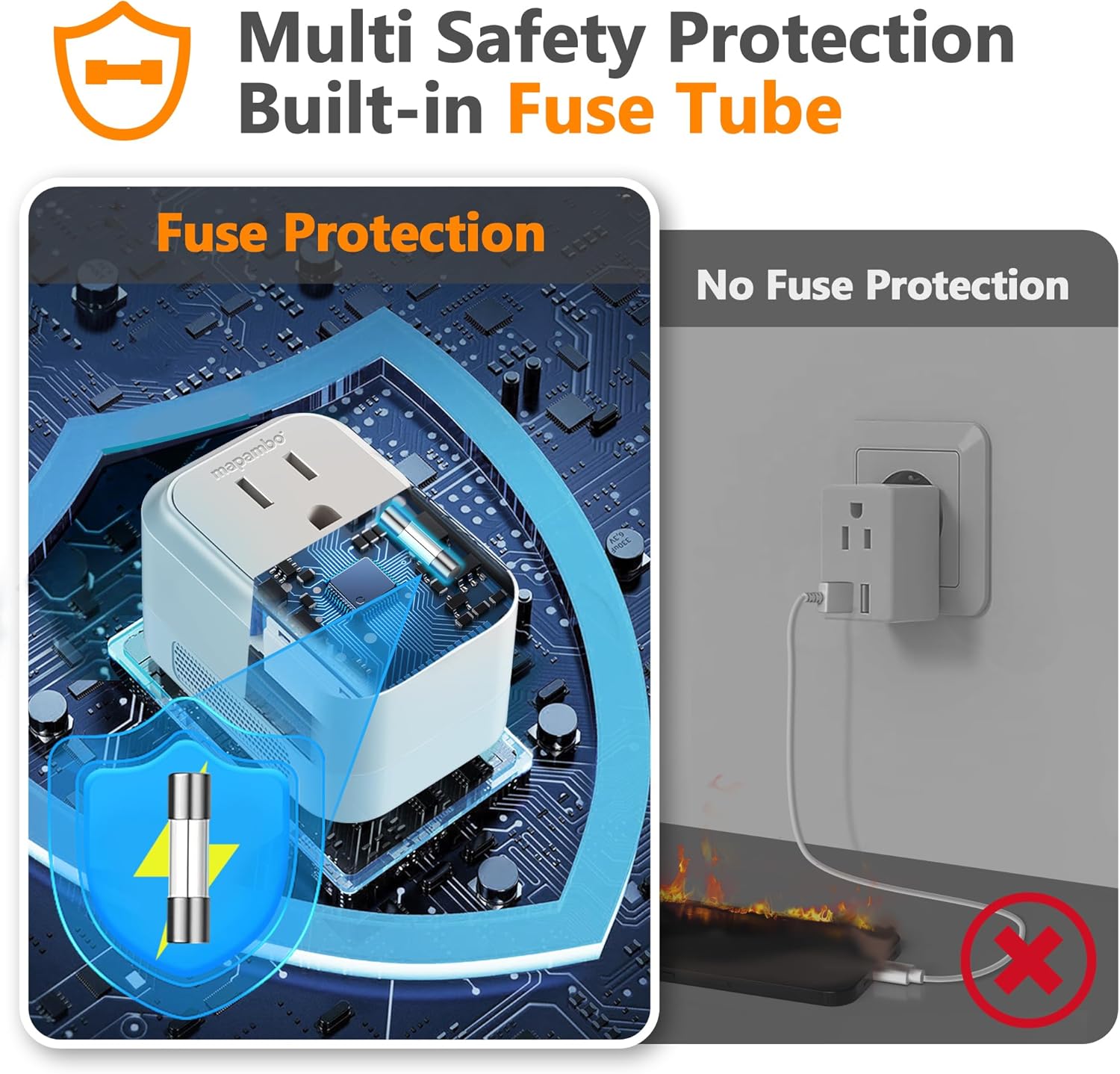 Mapambo Voltage Converter US to Europe Travel: International Universal Travel Adapter with Fast Charging 2 USB-A 2 USB-C - Image 5