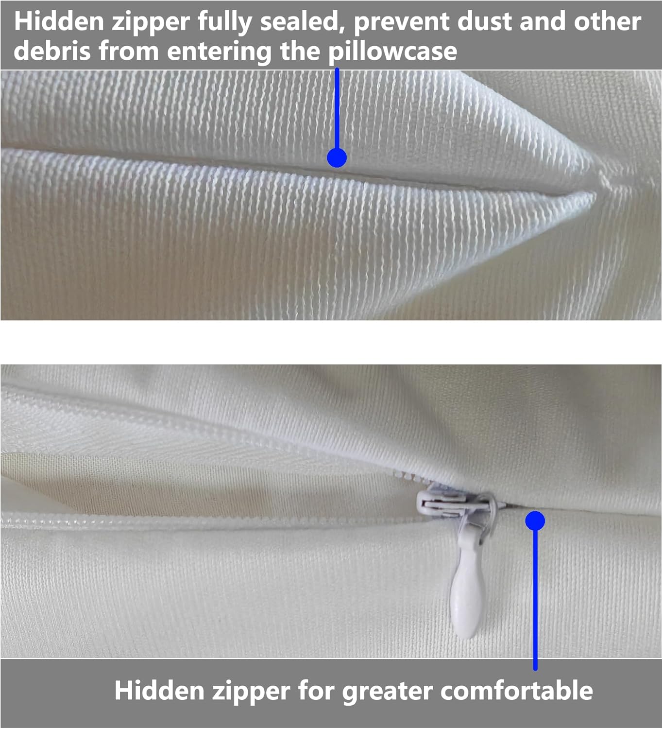 ZIYUHOME Waterproof Pillow Protectors 1 Pack King 20x38 Inches with Hidden Zipper Dust Moisture Sweat Proof Pillow Case Cover Protector Soft Comfortable White (1, King 20x38 inches ) - Image 4