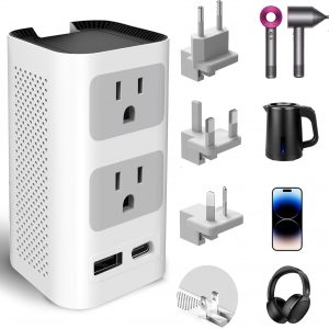 Mapambo Upgraded 2000W 220V to 110V Voltage Converter US to Europe Power Converter for Europe Combo with USB C/A Ports International Travel Converter for Hair Dryer