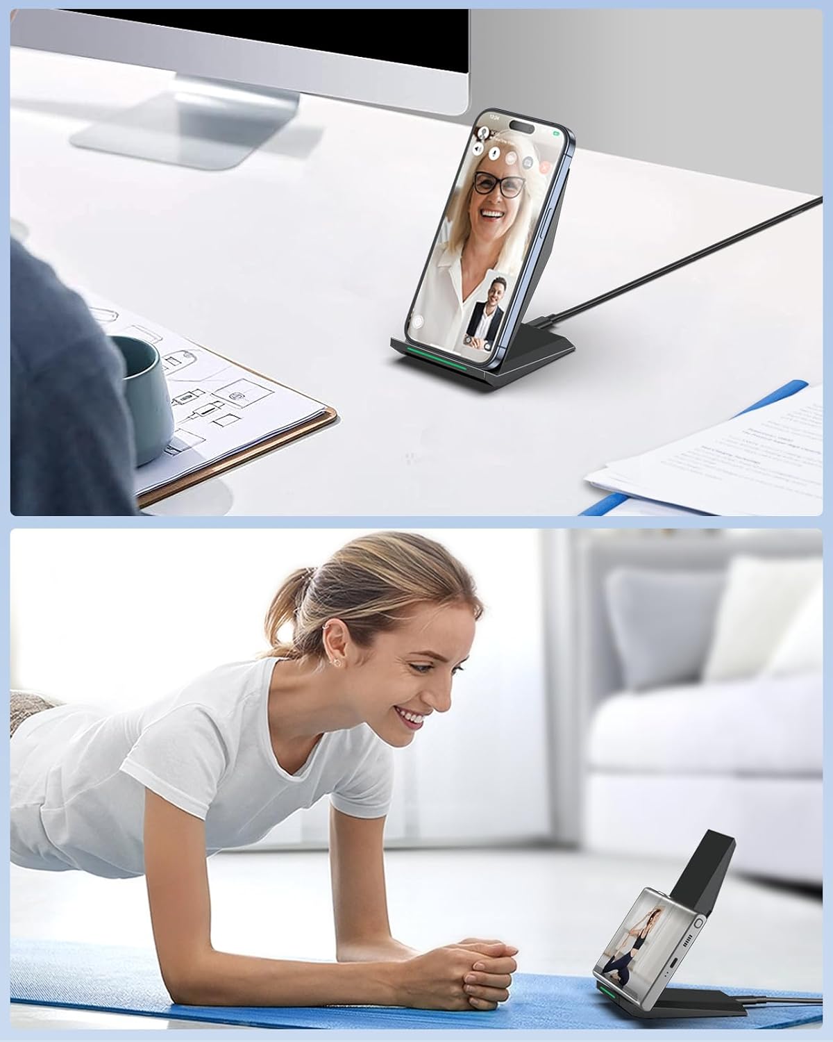 Fast Wireless Charger, NANAMI 15W Qi Certified Wireless Charging Stand Compatible iPhone 17/17 Air/16/15/15 Pro/15 Plus/15 Pro Max/14/13/12, for Samsung Galaxy S25/S24/S23/S22/S21 and Qi-Enabled Phone - Image 4