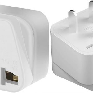 TEWOXIN 2PCS UK/AU to USA Travel Adapter Plug,3-Prong Grounded NEMA 5-15P,10A/250V Power Converter for Laptop,Camera,Charger (White)