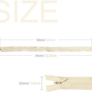 Renashed 45pcs 21.5 Inch Nylon Invisible Zippers for Tailor Sewer Sewing Craft Crafter’s Special (Beige)