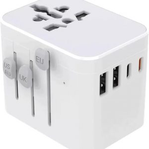 European Travel Plug Adapter, Universal Travel Adapter with PD Fast Charging, 5-Port (1 AC/2 USB-A/2 USB-C) International Power Adapter with Fuse Surge Protection for US EU UK AU – White