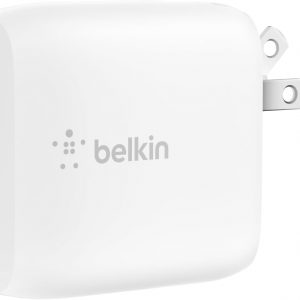 Belkin 40W Dual Port USB C Wall Charger Block – USB C Fast Charging for Apple iPhone, iPad, Samsung Galaxy Phone, & More – Programmable Power Supply Tech – Folding Prongs – White