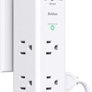 Surge Protector – Outlet Extender with Rotating and Multi Plug with 6 AC 3 USB Ports (1 USB C), 3-Sided Power Strip with Wall Adapter Charger for Home Travel Office, ETL Listed (1800J)