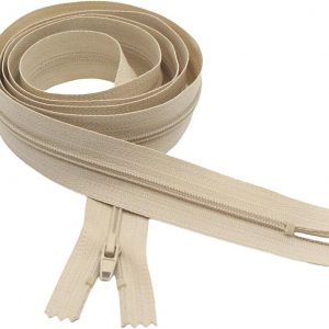 MebuZip 2PCS #3 Beige 48 Inches Closed Bottom Zippers Nylon Coil Zippers for Sewing,Pillow Cushions, Upholstery,Slipcovers (48″)