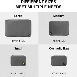 LEVEL8 4 Set Packing Cubes Travel Luggage Packing Organizers – Grey