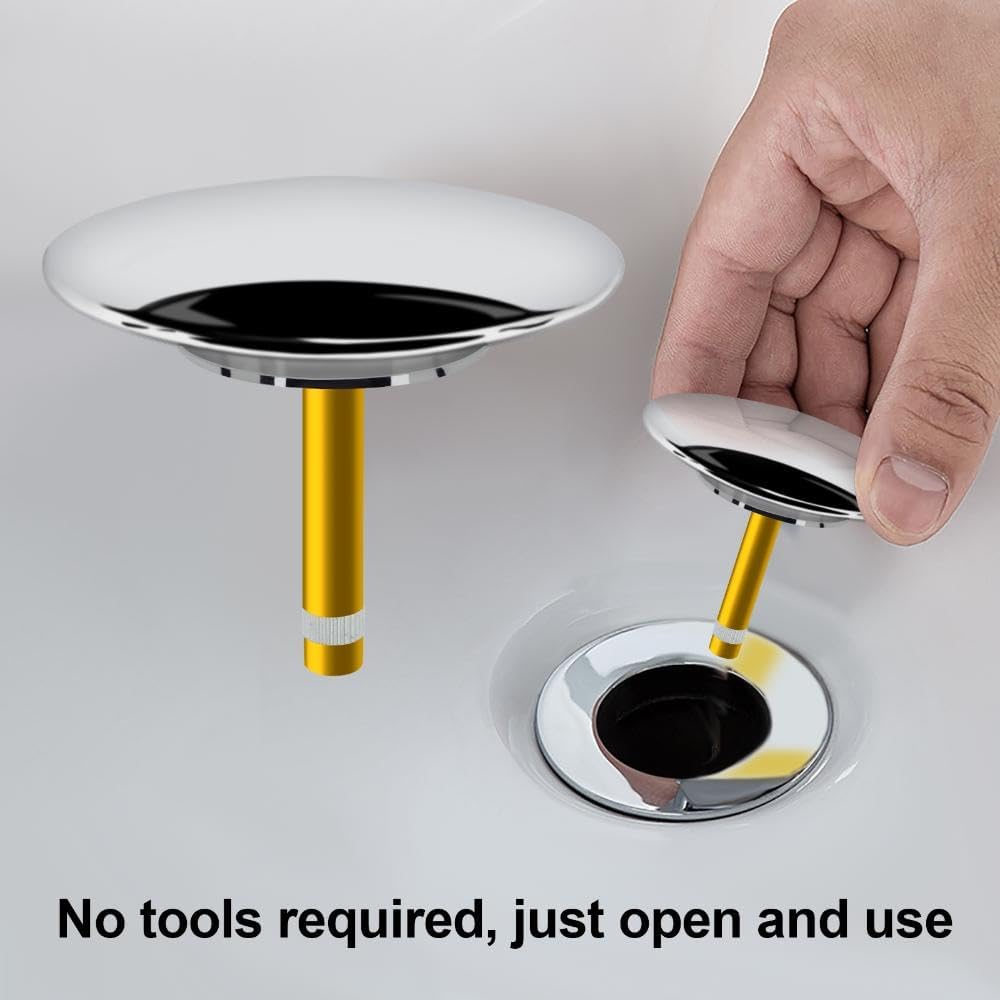TopHomer 70mm Universal Basin Sink Stopper, Bathtub Drain Chock Plug, Pop-up Bath Drain Stopper and Cover, Sealing Drains for Tub, Easy Installation and Clearing - Image 5