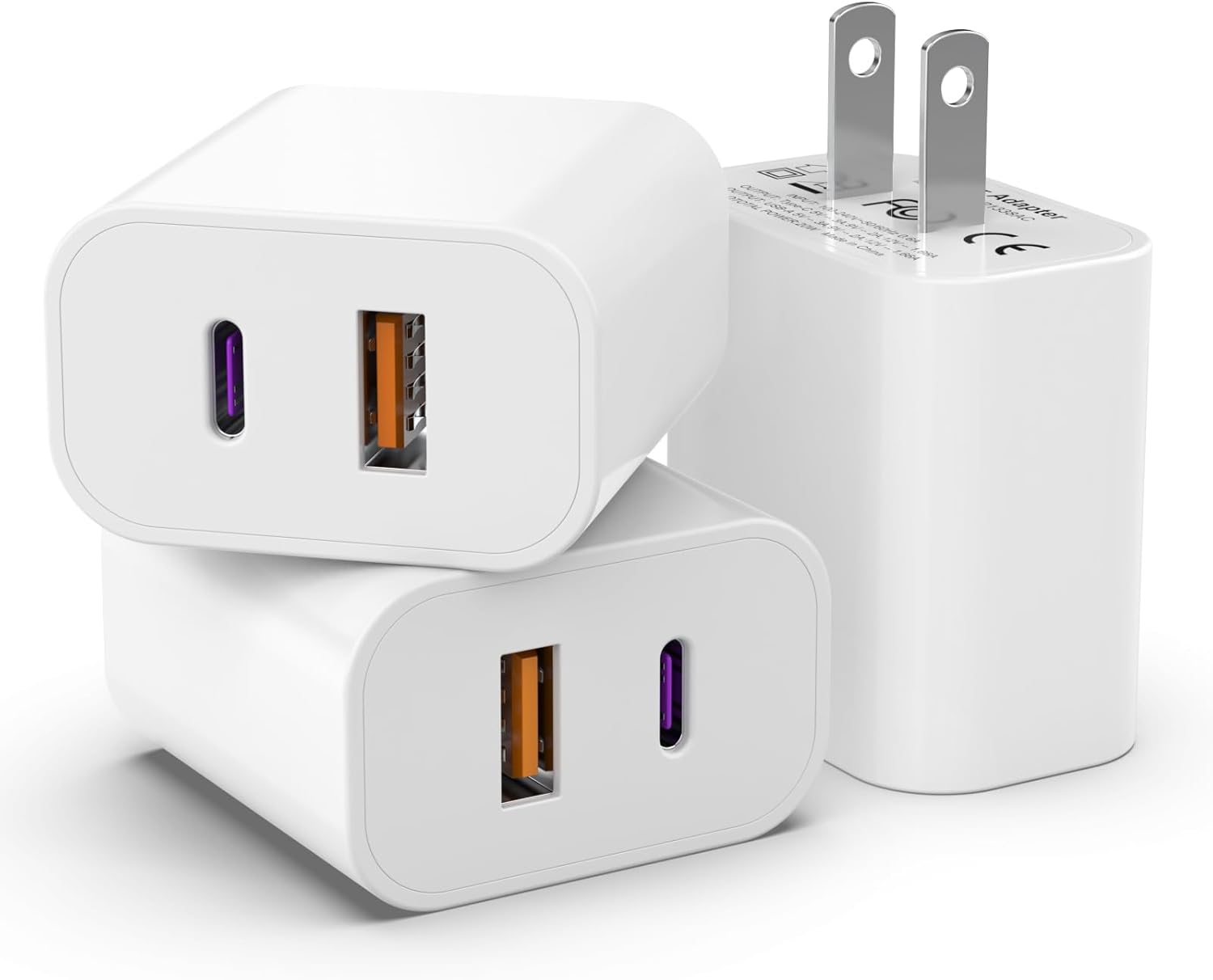 3 Pack i Phone 17 16 15 14 USB C Charger Block, iGENJUN 20W Dual Port QC + PD 3.0 Power Adapter Wall Charger, Double Fast Plug Charging Brick for i Phone 17/17 Pro/16/15/14/X, Samsung Galaxy - White