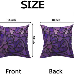 HOSNYE Glass Mosaic Cotton Linen Throw Pillow Case Purple Abstract Stained Pillow Cushion Covers Home Sofa Decorative 20 X 20 Inch