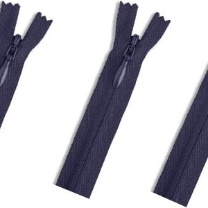 Invisible (Conceal) YKK Zippers – Perfect for Clothes, Crafts & Sewing Projects – Color: Deep Navy #058 Choose Your Length – Made in The United States (3 Zippers Per Pack) (9″ Inches)