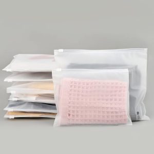 Svaldo Clothes Packaging Bags for Shipping, 50Pcs 12×10 inch Frosted Zipper Plastic Bags for Clothing, Thick Plastic Apparel Storage Bag for Packaging T-Shirt, Pants, Document, 3 Mil with Vent Holes