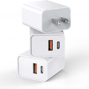 3 Pack Apple USB C Wall Charger,20W iPhone 17/16 Dual Port QC + PD 3.0 Power Adapter Double Fast Plug Charging Block for Apple iPhone 17/17 Pro/16/16 Pro/Pro Max/Plus/15/14/13/12/11/XS/XR/iPad,AirPods