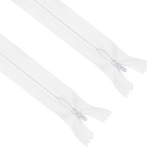 ANPURZII 2PCS #3 16 Inch White Invisible Zippers for Sewing Skirts, Nylon Coil Bulk Zippers for Pocket, Pillow(White 16″ 2PCS)