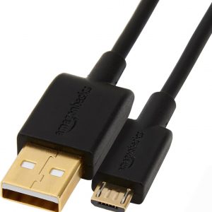 Amazon Basics USB-A to Micro USB Charging Cable, 480Mbps Transfer Speed with Gold-Plated Plugs, USB 2.0, 6 Foot, Black