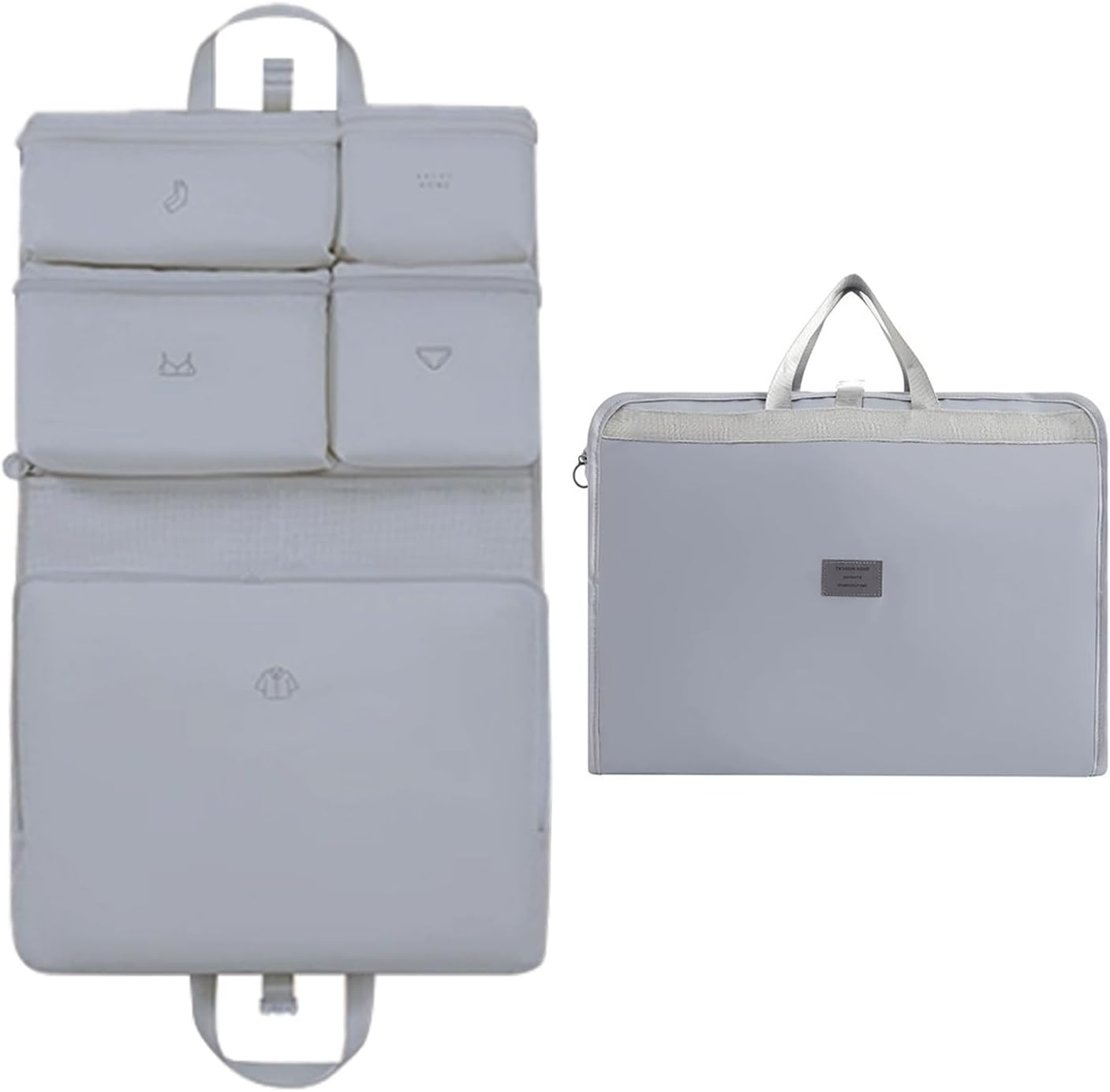 NatureNook 7-in-1 Travel Storage Bag, Foldable Hanging Packing Cube with Compartments for Clothes, Gray