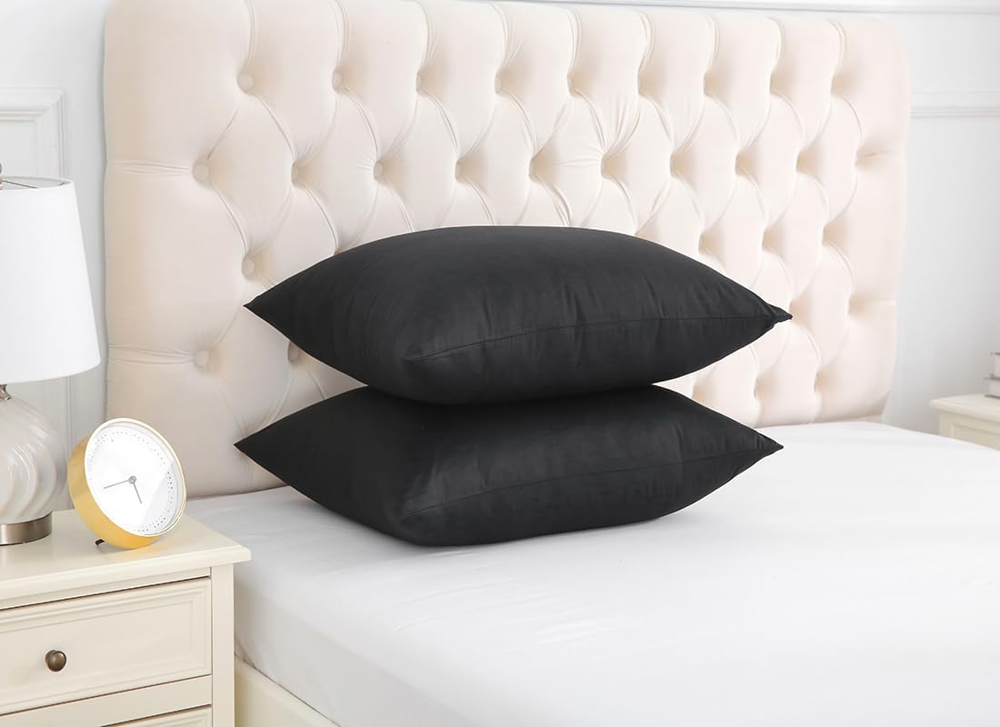 uwkcy King Pillow Cases, 100% Egyptian Cotton Pillowcases with Hidden Zipper, 500 Thread Count, Zippered Pillow Covers,Set of 2 (20x36, Black) - Image 3