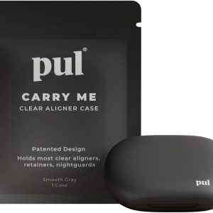 Clear Aligner and Retainer Case by PUL | Also Compatible with Mouthguards, Nightguards, Dentures, Floss Picks, Pul Tools, and Cleaning Tablets | Slim and Lightweight | Secure Magnetic Closure (Gray)