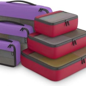Packing Cubes Organizer Bags For Travel Accessories Packing Cube Compression 6 Set For Luggage Suitcase (Purple Red)