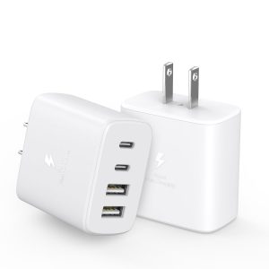 USB C Charger Block,40W 2Pack 4Port PD USB C Charger Block Power Adapter+QC Wall Charging Plug Fast Charging Blocks Multiport Brick for iPhone 17 Pro Max/17/16/15/14,Samsung S25/S24/S23/S22 Ultra/S21