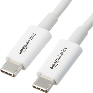 Amazon Basics USB-C to USB-C Fast Charger Cable, 480Mbps Speed, USB-IF Certified, for Apple iPhone 16/15, iPad, Samsung Galaxy, Tablets, Laptops, 9 Foot, White
