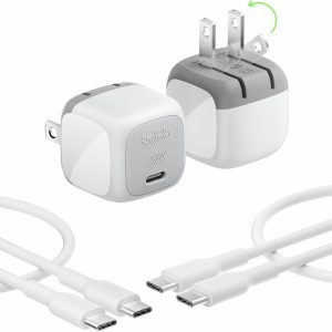 Belkin USB C Charger Block 20W (2 Pack) – USB C Cable Included – Fast Charging Block, Type C Wall Charger – Apple iPhone 17, Air, Pro, Samsung Galaxy S25, Google Pixel 10, iPad, AirPods, etc – White